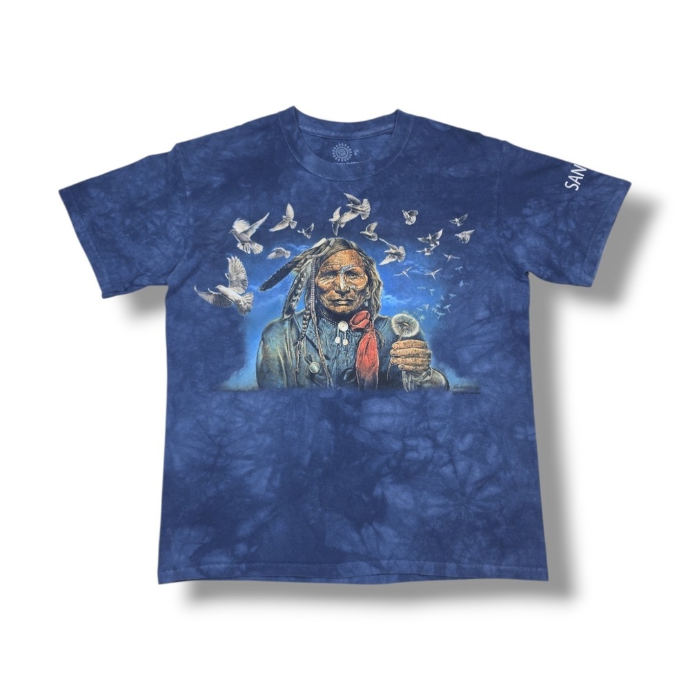 The Mountain Santa Fe Native American Blue Tie Dye‎ T-Shirt Youth Size S